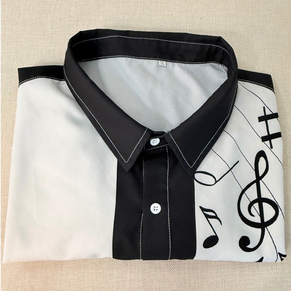 Retro Rockabilly Music Note Bowling Shirt - 3XL